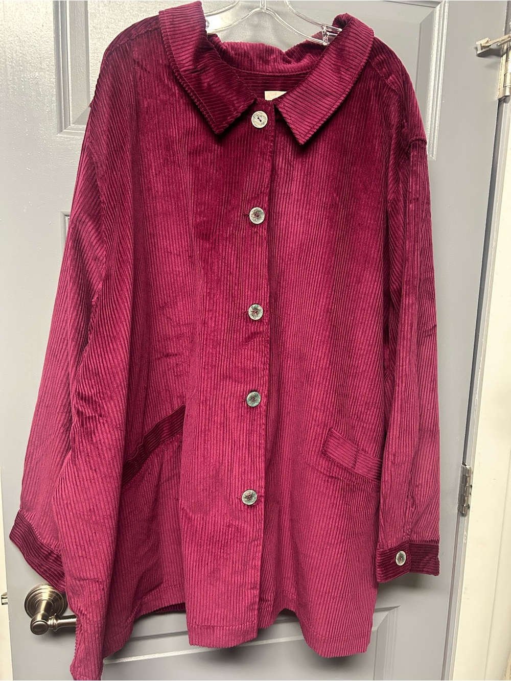 Woman Within New magenta wide wale corduroy swing style coat . Size 3X